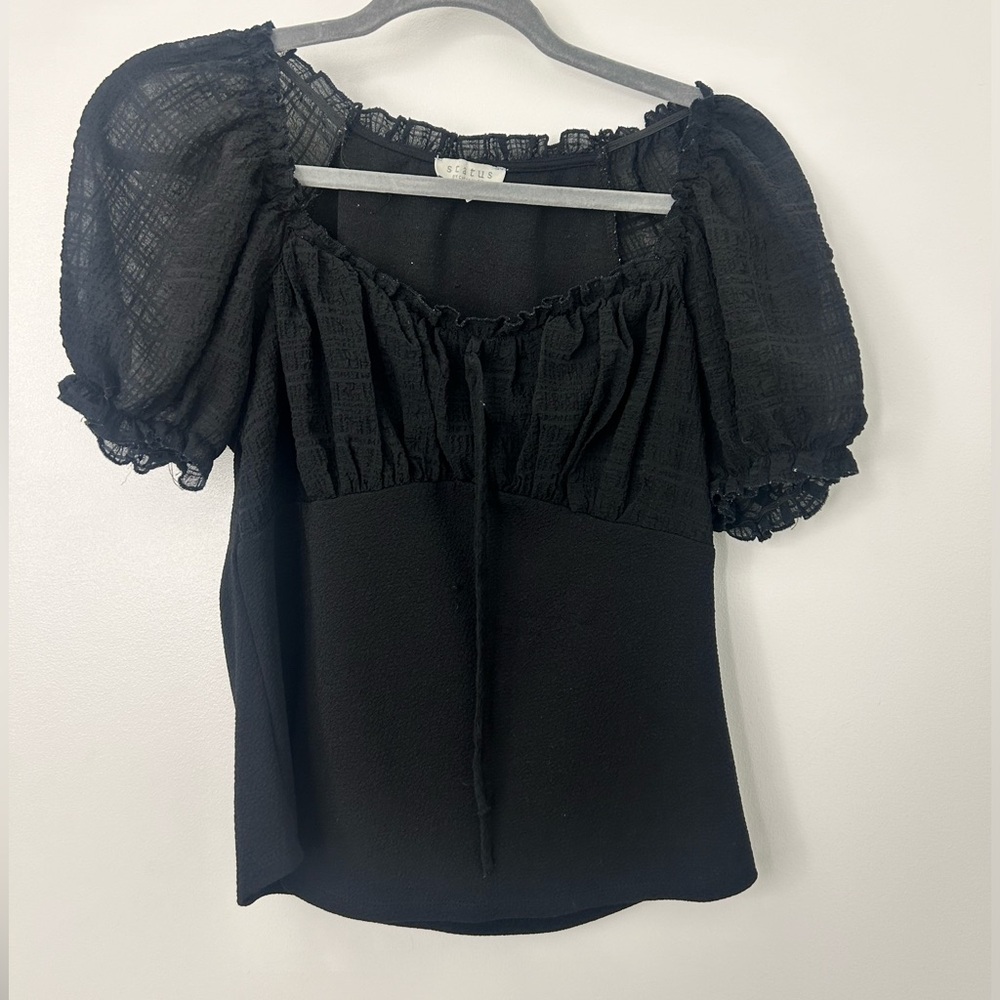Black Status puff sleeve top